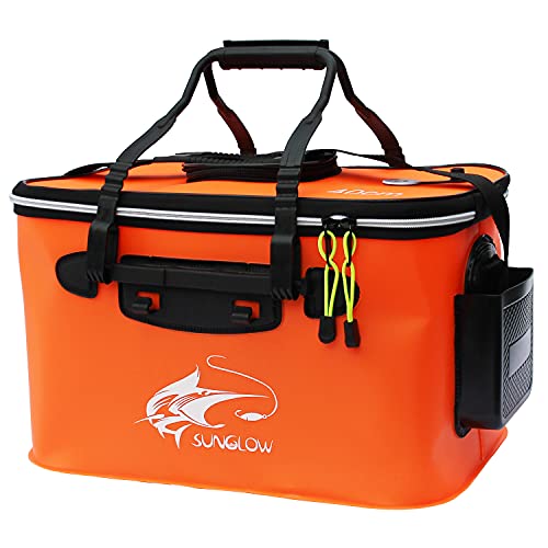 Grneric Fishing Bucket, 6Gallon/8Gallon/10Gallon Foldable Fish Bucket,Live Fish Container Multi-Functional Live Fish Bait Bucket,Outdoor Camping EVA Fishing Bag and Fish Protection Bucket - color: 38l/10gallon(orange)