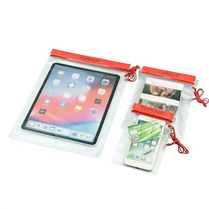 YUMQUA Clear Waterproof Bag, Waterproof Document Pouch Passport Holder Water Tight Map Case Waterproof Pouch Water Proof Small Dry Bags for Kindle Phone Tablet Camera, Kayak Boat PaddleBoard - color: Red