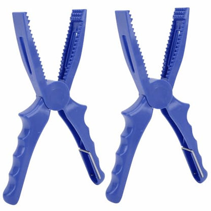 2 Pcs Fishing Pliers 8.1 Inch – ABS Fish Grip Clamp with Ergonomic Handle and Lanyard for Saltwater and Freshwater Fishing, Lightweight Portable Tackle Tool - color: Blue