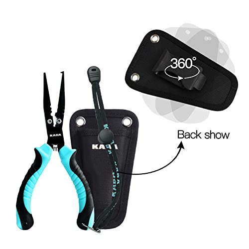 kaba Fish Lip Gripper with Scale, 40 Pound Stainless Steel Fishing Gripper Professional Fishing Lip Grabber Tool, Fish Grabber Clip Fish Control Tackle - color: Set-blue