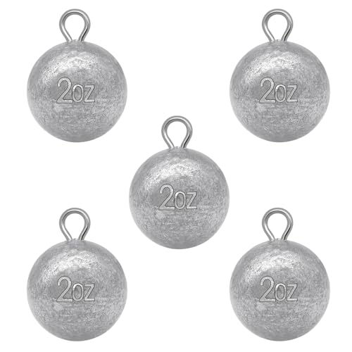 Round Fishing Sinkers 10/5pcs Cannonball Lead Weights | Assorted Sizes Egg Sinkers Saltwater Freshwater 1oz to 4oz - size: 2oz-5pcs