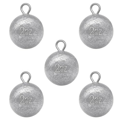 Round Fishing Sinkers 10/5pcs Cannonball Lead Weights | Assorted Sizes Egg Sinkers Saltwater Freshwater 1oz to 4oz - size: 2oz-5pcs