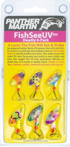 Panther Martin Fishing Lures 6-Pack All Time Greatest Fish Catcher World Famous Spinning Lures in Value Kit Spinners for Trout, Salmon, Panfish, Bass, Crappie & Perch - style: Ultraviolet
