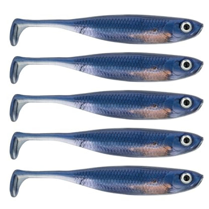 QualyQualy Soft Plastic Swimbait Paddle Tail Shad Lure Soft Bass Shad Bait Minnow Paddle Tail Swim Bait for Bass Trout Walleye Crappie - 2.75in, 3.14in, 3.94in, 5in - color: 11#, size: 3.94in - 5Pcs