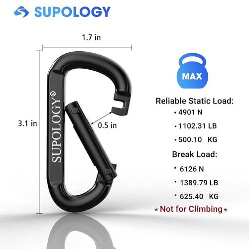 Heavy Duty Carabiner Clip, Steel Carabiners 1100lbs 3" D Shaped Spring Hook Small Clips for Hammocks, Hiking, Keychains, Outdoors and Gym, Dog Leash and Key Ring - style: 10PCS 3'' Clips