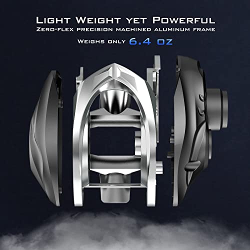 KastKing MegaJaws Elite Baitcasting Fishing Reel, New AutoMag Dual Braking System, Only 6.7oz, 17.64 LBs Carbon Fiber Drag, 11+1 Shielded BB, High Speed 5.4:1 to 9.1:1 Gear Ratios - size: Left - 7.2:1, style: Megajaws Elite