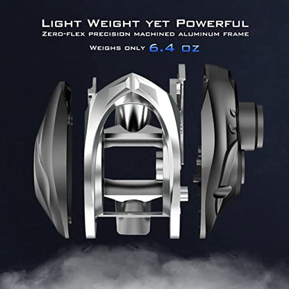 KastKing MegaJaws Elite Baitcasting Fishing Reel, New AutoMag Dual Braking System, Only 6.7oz, 17.64 LBs Carbon Fiber Drag, 11+1 Shielded BB, High Speed 5.4:1 to 9.1:1 Gear Ratios - size: Right - 9.1:1, style: Megajaws Elite