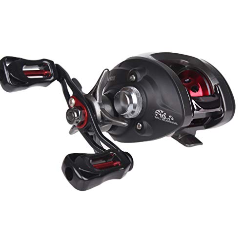 Diwa Baitcasting Fishing Reels Saltwater Freshwater Spincasting Reels Carbon Fiber Drag 18 LBS 12 + 1 Shielded Stainless Steel Ball Bearings Baitcasters Spool Sport Baitcast Reel - style: Right