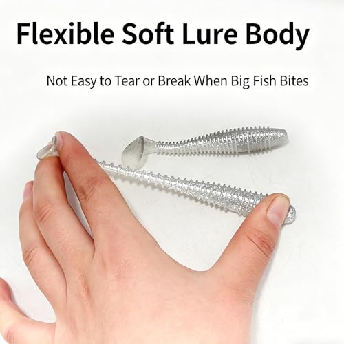 15 Pack Soft Lure, Curly Tail Twisted Worm Bait, Dual Color High Flexible for All Game Fish Freshwater Saltwater - color: White