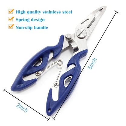 Small Fishing Pliers 2 Multi-Function Scissors Braid Cutters Lightweight Stainless Steel Fishing Tools Split Ring Opener Fish Gripper Hook Remover Gear Accessories