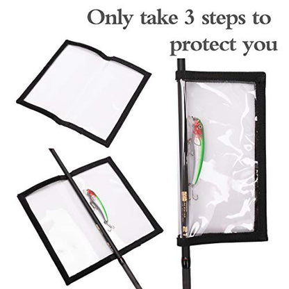 4 Pack Fishing Bait Cover Durable Clear 0.5mm PVC Lure Wrpas for Shape Fishing Hooks Fishing Bait Storage Protector for Saltwater Freshwater Fishing Gear 2Large+2Medium