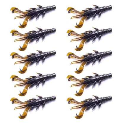 10Pcs Fishing Lures Set, Soft PVC Fishing Craw Baits Crawfishes Lures Lobster Shrimp Swimbaits for Freshwater Saltwater - size: Black and red