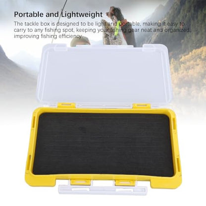Portable Water proof Fishing Tackle Box - Slim Foam Insert Hook Organizer Case for Lures & Jigs (17.3x9.75x2cm, Yellow)‌
