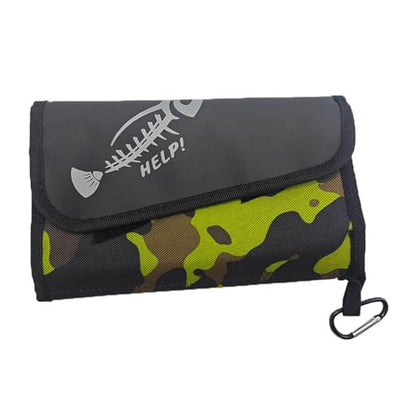 Soft Lures Storage Bag Fishing Baits Binder Carrying Fishing Leader Tackle Wallet Bag with Carabiner Baits Storage Pouches - color: camouflage green