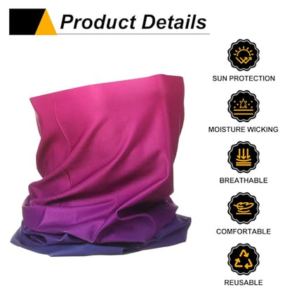 HARFINGTON Summer Cooling Neck Gaiter Sun Protection Face Mask Fishing Necks Gaiter Unisex for Cycling Outdoor Sports - color: Gradient Purple