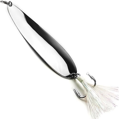 Magnum Flutter Spoon Jigging Lures, 8-9 Inch Large Hard Metal Sinking Trolling Casting Striper Fishing Spoon Baits for Striped Bass, Salmon, Walleye, Saltwater, Freshwater, Deep Sea Fishing - color: Classic - Silver Large Spoon, size: B - 9" Classic - 4.7