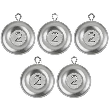 Disc Sinkers Fishing Weights, Coin Sinkers Saltwater Surf Fishing Weights for Bottom Drifting Trolling - size: 2oz-5pcs