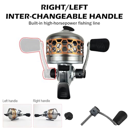 Spincast Fishing Reel, All-Metal Gears, Easy to Use Push Button Casting Design, Changeable Right/Left-Hand Retrieve - color: Silver