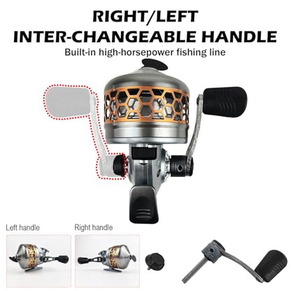 Spincast Fishing Reel, All-Metal Gears, Easy to Use Push Button Casting Design, Changeable Right/Left-Hand Retrieve - color: Silver