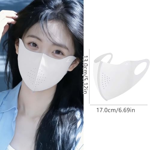 3D Ice Silk Cooling Sun Protection Face Mask, Breathable Cycling Mask with Adjustable Ear Loops, Reusable Summer Face Cover - color: Light Grey