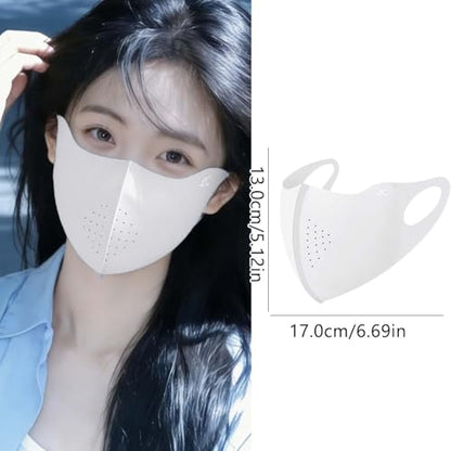 3D Ice Silk Cooling Sun Protection Face Mask, Breathable Cycling Mask with Adjustable Ear Loops, Reusable Summer Face Cover - color: Light Grey