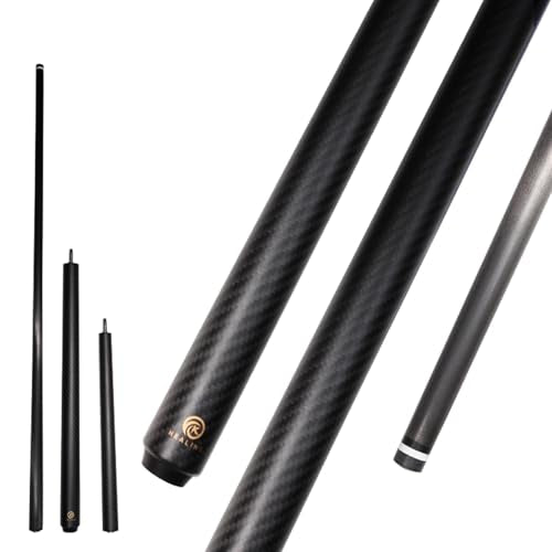 58" Carbon Fiber Pool Cue with 12.4mm Tip - Includes Premium Case & Glove for Amateur & Professional Players (Black-2)