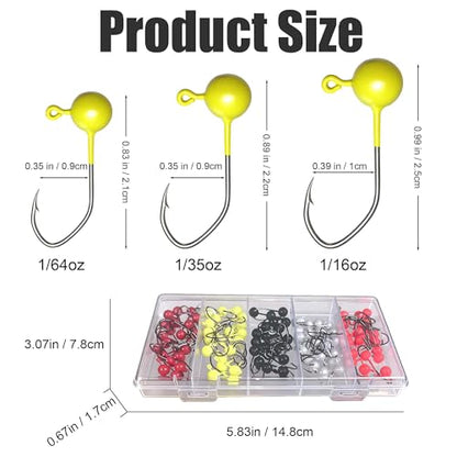 100pcs Fly Tying Jig Heads Kit, Jig Heads for Fly Fishing for Trout Crappie DIY Lure Making Kit 1/64oz 1/35oz 1/16oz - size: Jig Heads100pcs-1/64oz