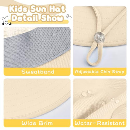 ZOORON Outdoor Kids Sun Hat with Neck Flap UPF 50+ Sun Protection Fishing Hat Wide Brim Summer Kids Beach Hats for Girls Boys - color: 1pack-beige