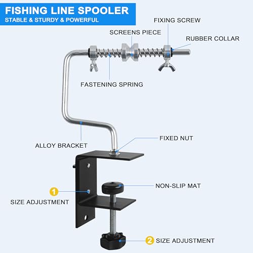 Fishing Line Spooler Portable Fishing Reel Spooler Adjustable Stable Fishing Line Winder Spooler Machine with Clamp Suction Cup Base Spooling Station System for Spinning Casting Reels - color: Style B-With Clamp