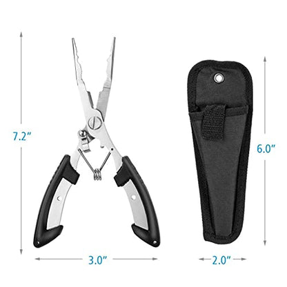 Fishing Gear Fishing Gifts for Men,Fishing Stuff,Aluminum Fishing Pliers Fly Fishing Accessories Fish Lip Gripper Saltwater Resistant Fishing Tools with Sheath and Telescopic Lanyard