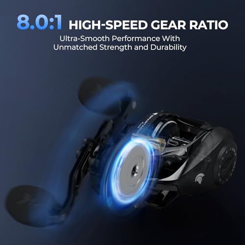 KastKing Spartacus II Plus Baitcasting Reel, DualBalance™ Magnetic Braking System, 8.0:1 High-Speed Gear Ratio, Ultralight 6 oz, 7+1 MaxiDur Double-Shielded Ball Bearings, Fishing Reels - color: Right-8.0:1