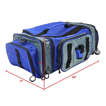 OSAGE RIVER Large Waterproof Fishing Tackle Bag with Padded Shoulder Strap, Ripstop Soft Sided Bag with Fishing Pliers Holder - color: Ash