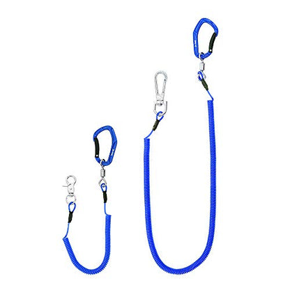 HERCULES M4 Fishing Lanyard, Fishing Pole Tether, Kayak Paddle Leash, Heavy Duty Retractable Coiled Lanyard for Fishing, Rods, Pliers, Boating, Paddles, Kayak - color: Pack of 2 Blue (17.7" Plus, 5.9")