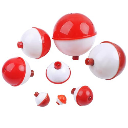 AGOOL Fishing Bobbers Set Snap Hard ABS on Red/White Fishing Floats Bobbers Push Button Round Buoy Floats Tackle Accessories Size: 0.5/0.75/1/1.25/1.5/1.75/2/2.5 Inch - size: 1.25 inch_pack of 10