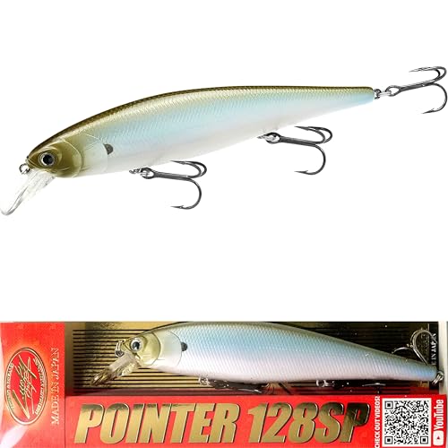 LUCKY CRAFT Pointer 128SP, Freshwater Lake Bass Fishing Lure, Jerkbait, Suspending, Fishing Gear, Fishing Accessories, Fishing Tackle - color: 138 Pearl Ghost Minnow