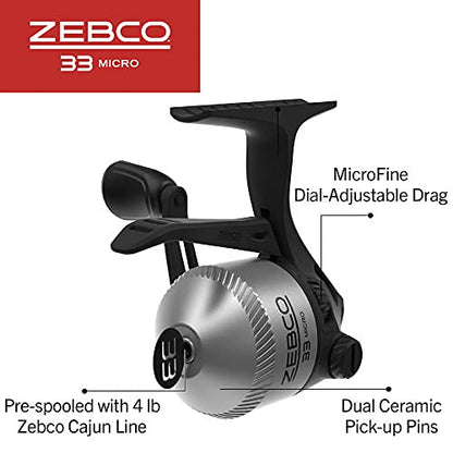 Zebco 33 Micro Spincast Reel and 2-Piece Fishing Rod Combo, 4.5-Foot Rod with Bonus Tackle Pack, QuickSet Anti-Reverse Fishing Reel with Bite Alert