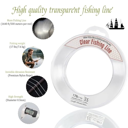Fishing Line for Crafts,Fishing Wire for Hanging,Clear Fishing Line 1640 Ft,Clear String for Bracelets,Necklaces,Balloon,Bracelet Making