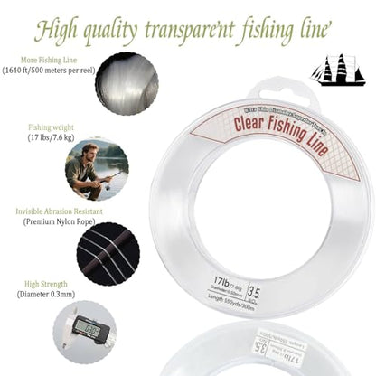 Fishing Line for Crafts,Fishing Wire for Hanging,Clear Fishing Line 1640 Ft,Clear String for Bracelets,Necklaces,Balloon,Bracelet Making
