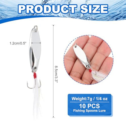 PATIKIL Fishing Spoons, Fishing Lures Casting Spoon Treble Hooks Jigs Hard Metal Spinner Baits - color: Silver Tone, size: 1/4 oz