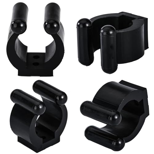 Rubber Fishing Rod Holder Clips, 20 Pack Black 16mm Inner Diameter Adjustable Pole Clips, Saltwater Resistant Fishing Accessories for Boat, Kayak, Dock, Railing & Garage Storage