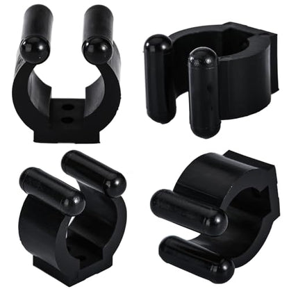 Rubber Fishing Rod Holder Clips, 20 Pack Black 16mm Inner Diameter Adjustable Pole Clips, Saltwater Resistant Fishing Accessories for Boat, Kayak, Dock, Railing & Garage Storage