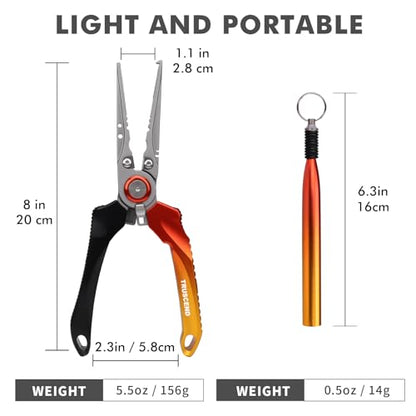 TRUSCEND Easy Use Lockable Fishing Pliers with Tungsten Carbide Cutter, Innovative Ergonomic Handy Handle, Saltwater Corrosion Resistant Teflon Coated Fishing Tool, Light Multi-Function Fishing Gear - color: B1-gold