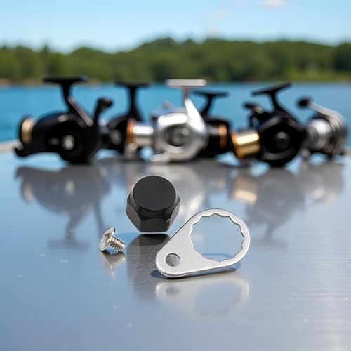 A Set M7 Fishing Reel Screws Nut Caps, Fishing Reel Handle Screw Cap Crank Nuts and Locking Plate Replacement for Left and Right Hand Plate DIY Fishing Reel Replacement Parts Accessories