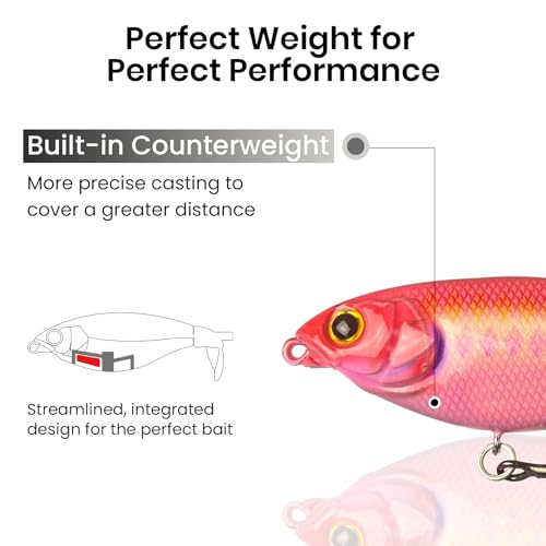 Pristis 3 pcs Topwater Fishing Plopper Lures, Floating Popper Bait Set with Chemically Sharpened Hooks for Saltwater Freshwater, Top Water Plopping Swimbait Teaser for Bass Tuna Perch Pike Crappie - color: Single-blade Color Set