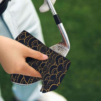 Black Fish Scales 1 Print Golf Towel (24" X 16") with Carabiner Clip Microfiber Cleaning Cloth Waffle Golf Bags Accessories for Lover Retirement Birthday Gifts