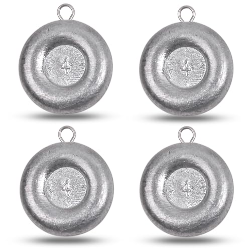 Disc Sinkers Fishing Weights, Coin Fishing Sinkers Weights Saltwater Surf Fishing Weights Bottom Drifting Trolling Catfishing Fishing Sinkers Saltwater Gear Tackle 1oz 2oz 3oz 4oz 5oz 6oz 8oz - style: 4 Ounce, 4 Pack