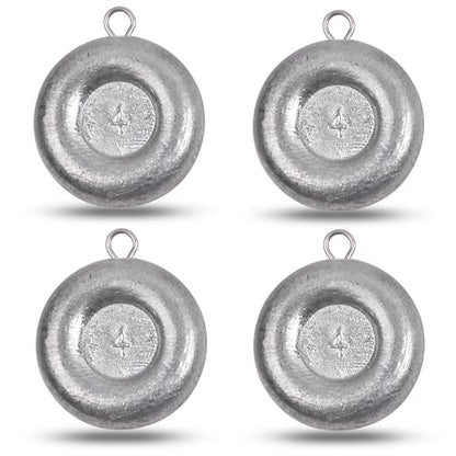 Disc Sinkers Fishing Weights, Coin Fishing Sinkers Weights Saltwater Surf Fishing Weights Bottom Drifting Trolling Catfishing Fishing Sinkers Saltwater Gear Tackle 1oz 2oz 3oz 4oz 5oz 6oz 8oz - style: 4 Ounce, 4 Pack