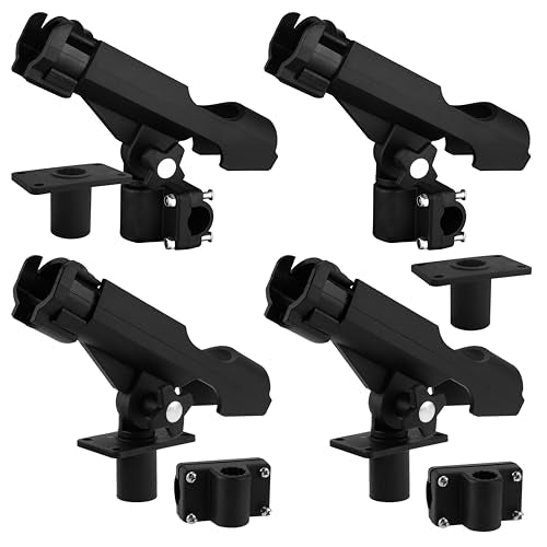 HiUmi Adjustable Black Fishing Rod Holder for Boat Kayak Swivel Side Mount Kits Tackle - color: RH40-4Pack