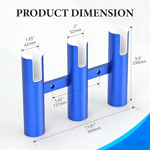 Aluminium Wall-Mounted Fishing Rod Holder for Boat, Garage & Marine - Holds Rods & Poles - color: Large Blue 3 Tubes