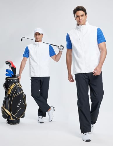 Men's Softshell Vest Fleece-Lined Windproof Sleeveless Jacket for Travel Hiking Fishing Running Golf - color: White, size: Medium